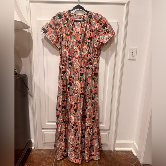 Anthropologie Somerset Floral Print Dress with Short Sleeves a line 1x - Picture 4 of 7